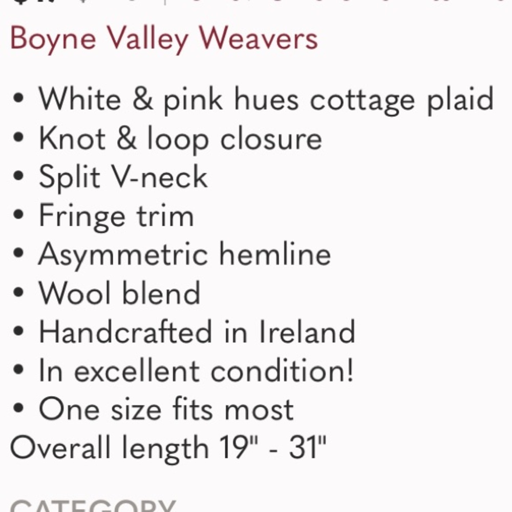 Boyne Valley Weavers Irish Alpaca Wool Plaid Fringe Poncho One Size - Picture 9 of 9